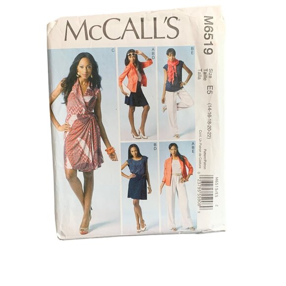 McCalls M6519 Misses Dress Jacket Sewing Pattern 14-16-18-20-22 uncut - Picture 1 of 2